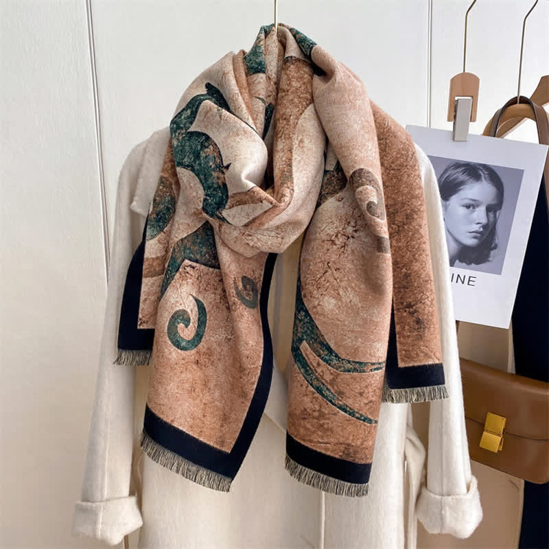 Women's Magnificent Scene Oil Painting Thickened Scarf - Image 30
