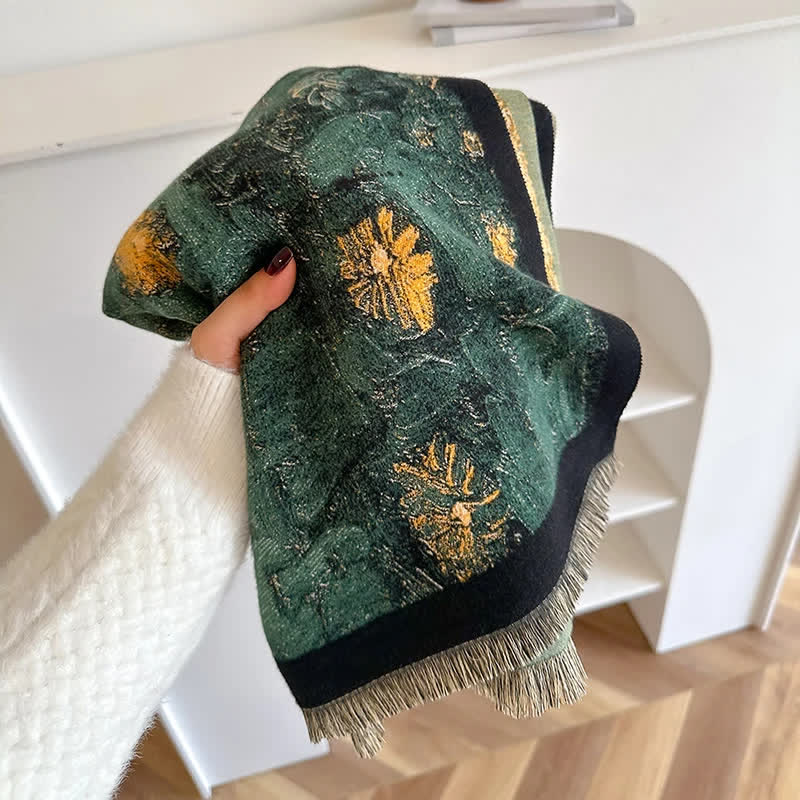 Women's Magnificent Scene Oil Painting Thickened Scarf - Image 5