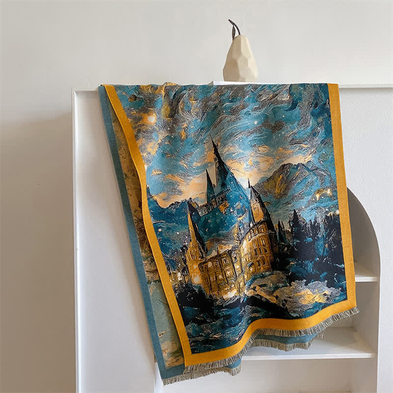 Women's Magnificent Scene Oil Painting Thickened Scarf - Image 7