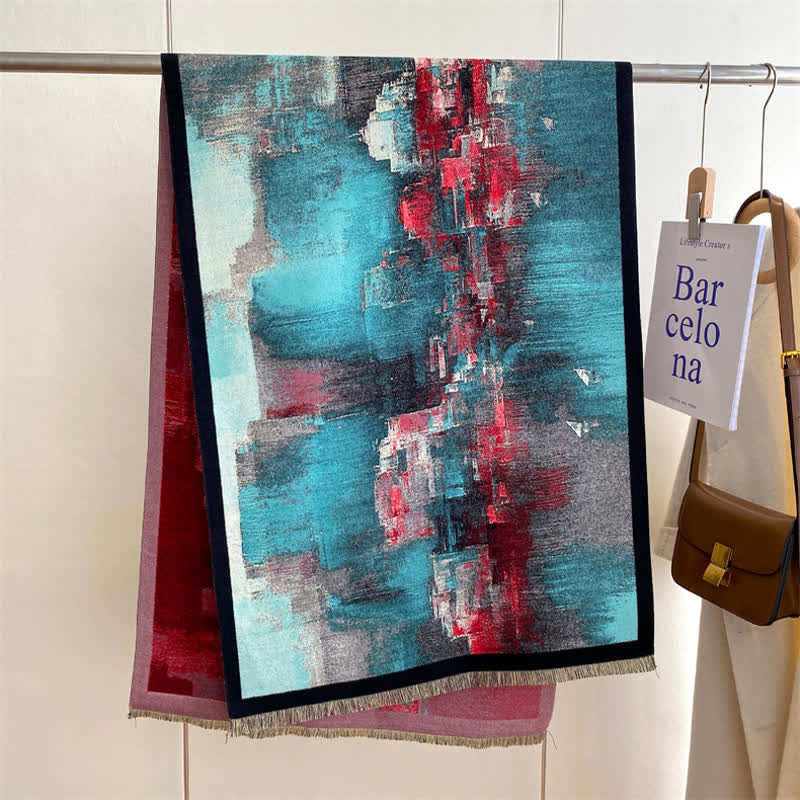 Women's Magnificent Scene Oil Painting Thickened Scarf - Image 8