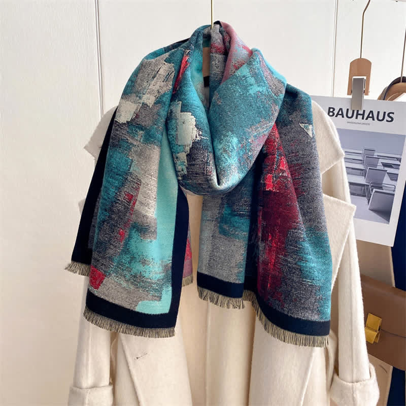 Women's Magnificent Scene Oil Painting Thickened Scarf - Image 9