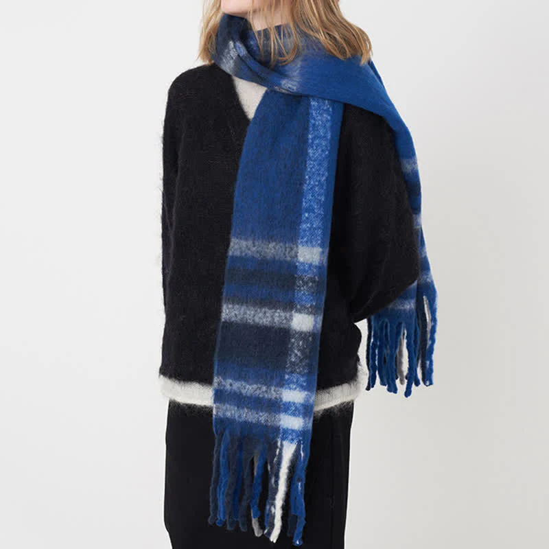 Women's Large Colorful Plaid Thickening Scarf - Image 7