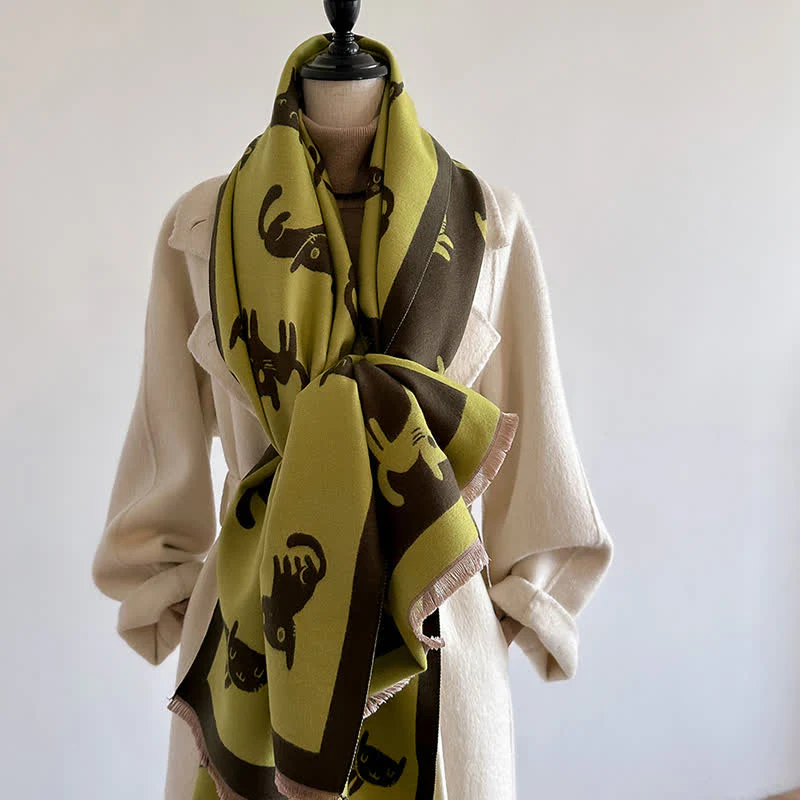 Women's Large Wrap Warm Cat Print Coldproof Scarf - Image 15
