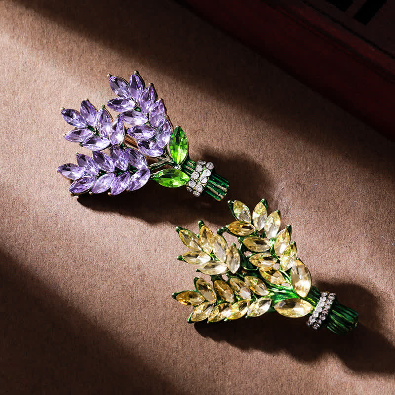 Women's Lavender Rhinestone Bouquet Brooch - Image 5