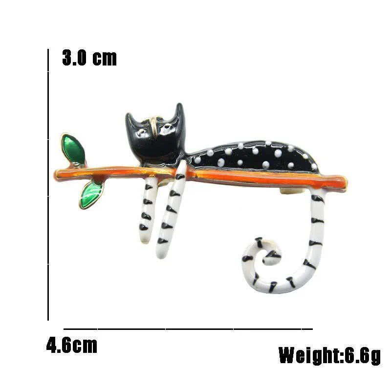Women's Lazy Kitten Polka Dot Cat Brooch - Image 4