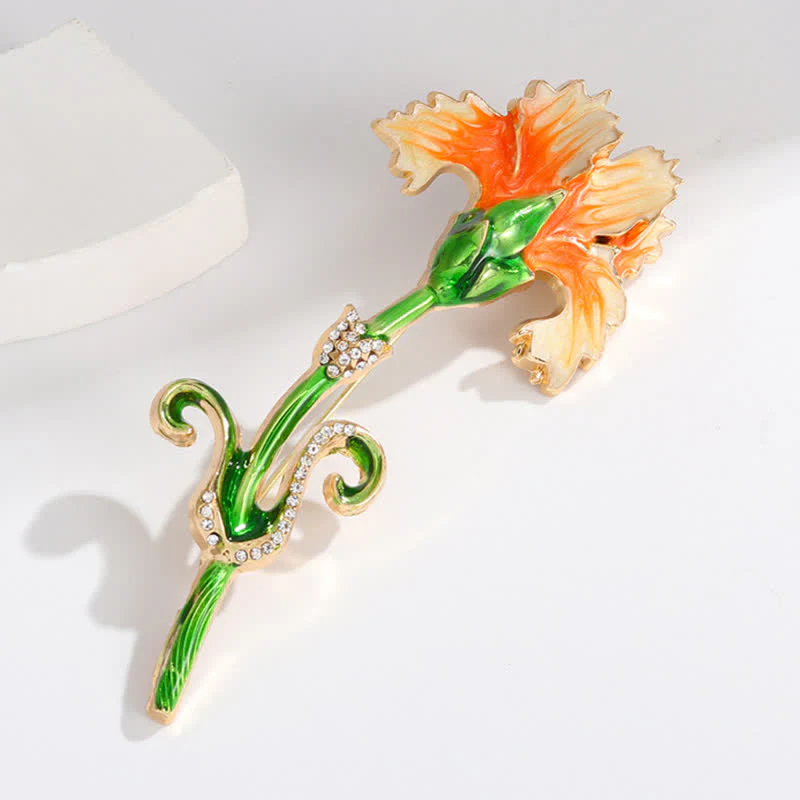 Women's Lovely Enameled Carnation Brooch - Image 8