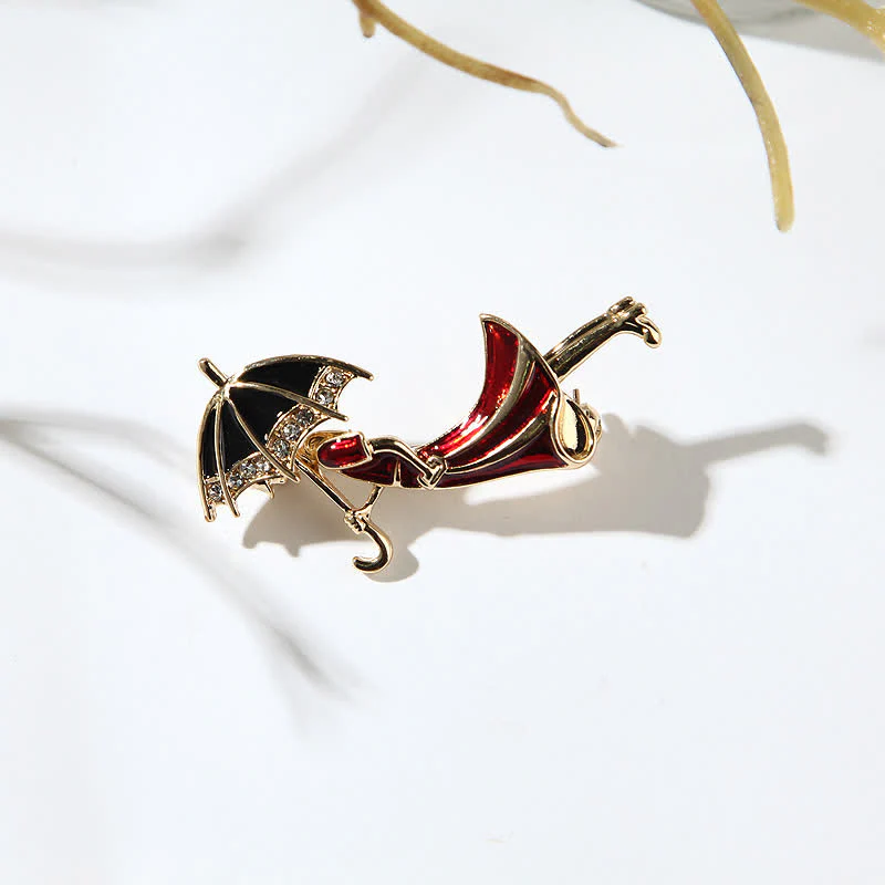 Women's Lovely Umbrella Red Lady Brooch - Image 4