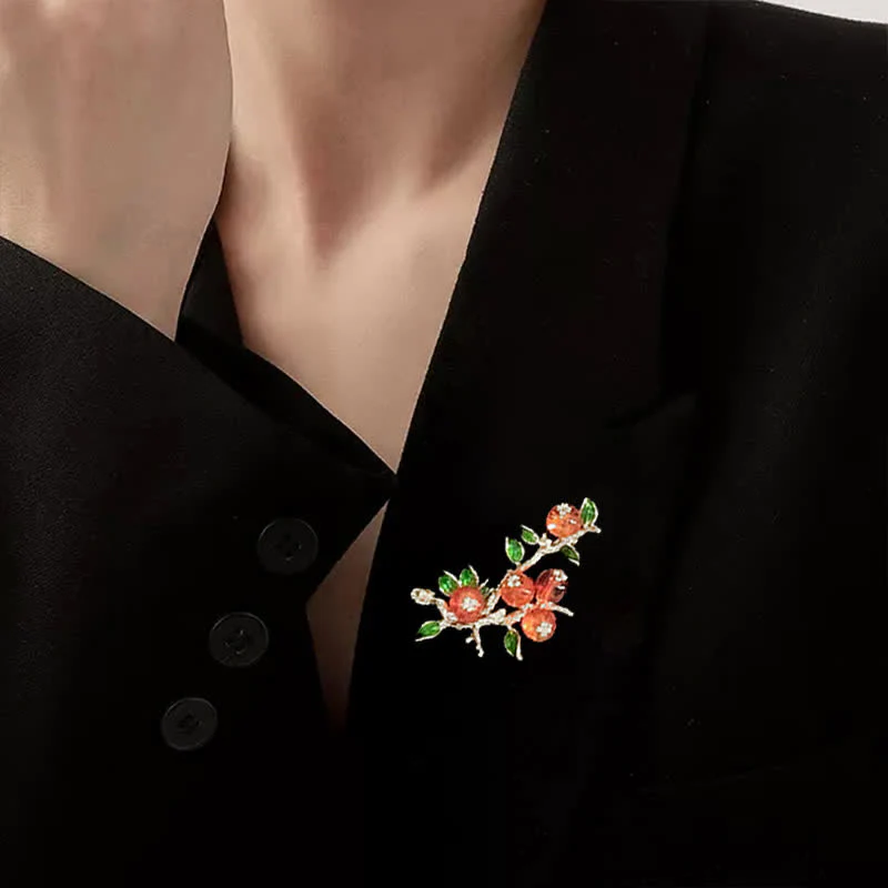 Women's Lucky Persimmon Tree Shape Brooch - Image 2