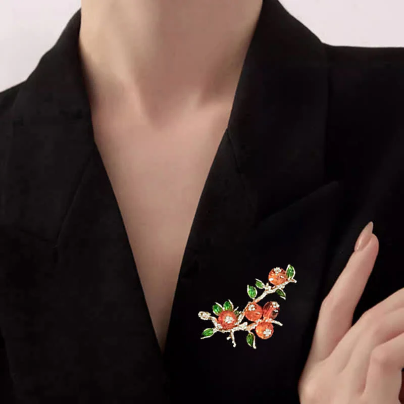 Women's Lucky Persimmon Tree Shape Brooch - Image 3