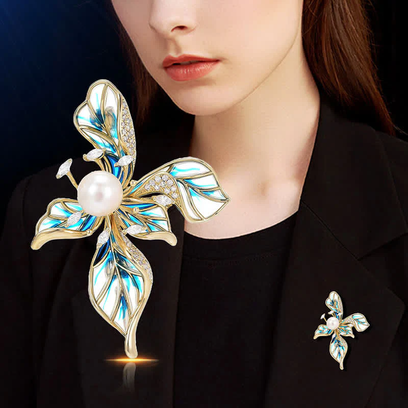 Women's Luxury Blue Iris Pearl Decoration Brooch - Image 2
