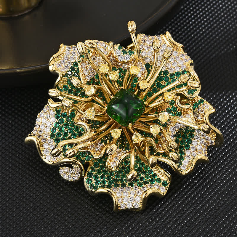Women's Luxury Colored Cubic Zircon Retro Flower Brooch - Image 5