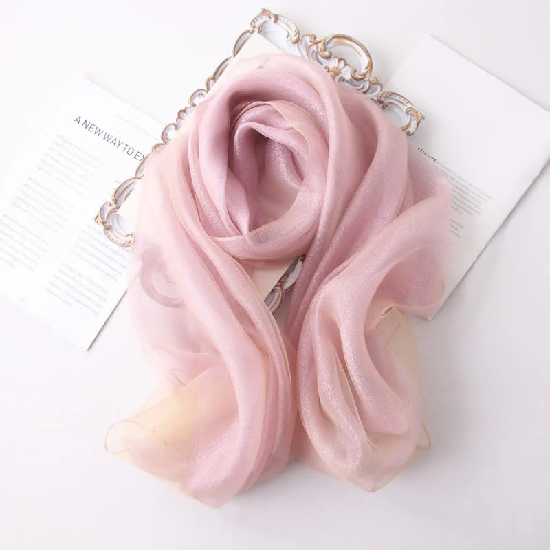 Women's Luxury Shimmering Organzan Silk Scarf - Image 14