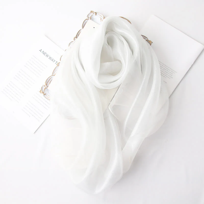 Women's Luxury Shimmering Organzan Silk Scarf - Image 15