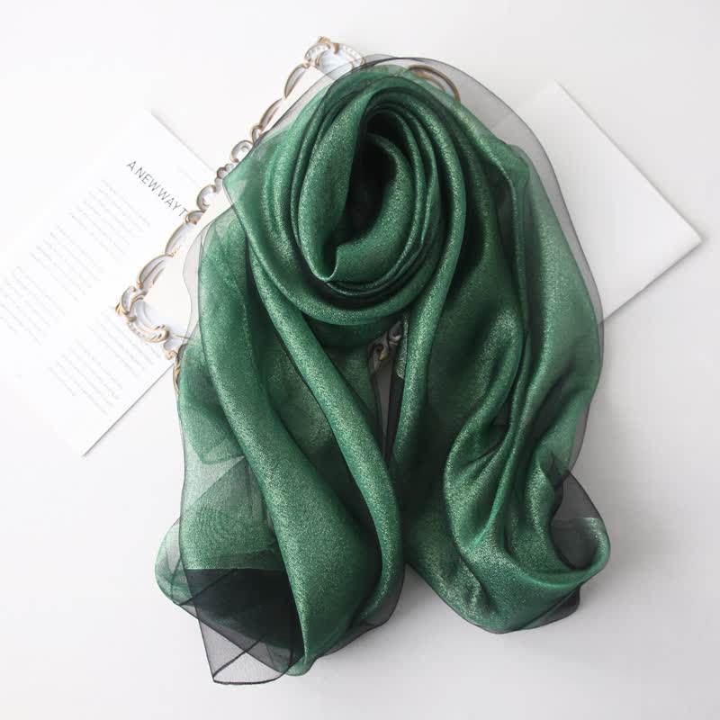 Women's Luxury Shimmering Organzan Silk Scarf - Image 16