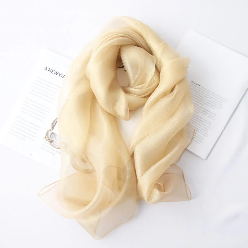 Women's Luxury Shimmering Organzan Silk Scarf - Image 5