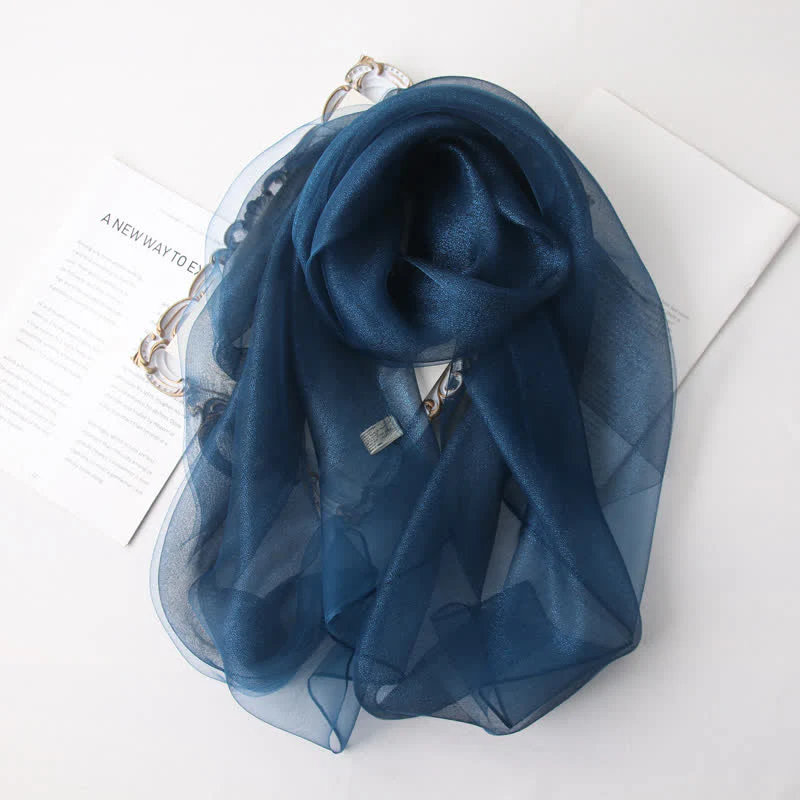 Women's Luxury Shimmering Organzan Silk Scarf - Image 8