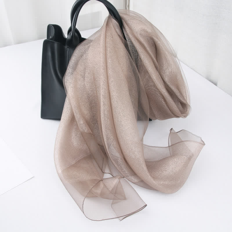 Women's Luxury Shimmering Organzan Silk Scarf - Image 9