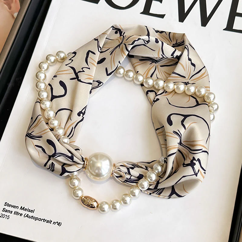 Women's Magnetic Clasp Artificial Pearl Necklace Scarf - Image 12