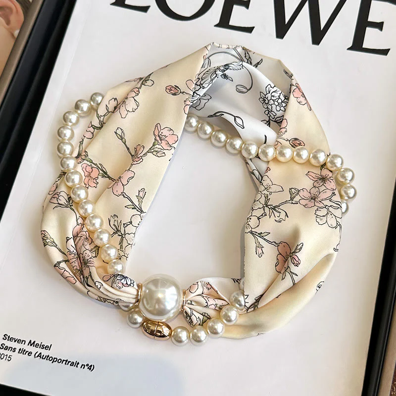 Women's Magnetic Clasp Artificial Pearl Necklace Scarf - Image 15