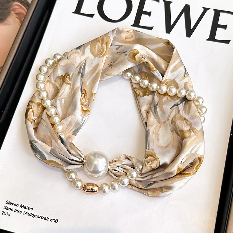 Women's Magnetic Clasp Artificial Pearl Necklace Scarf - Image 16
