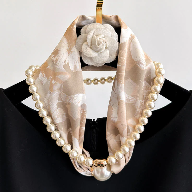 Women's Magnetic Clasp Artificial Pearl Necklace Scarf - Image 2