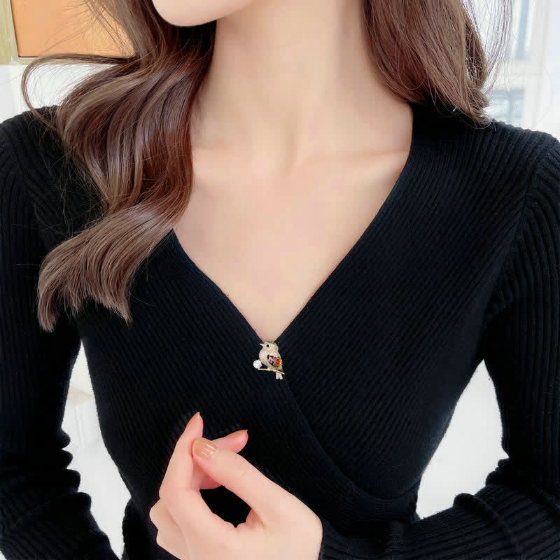 Women's Magpie Branch Zircon Brooch - Image 3