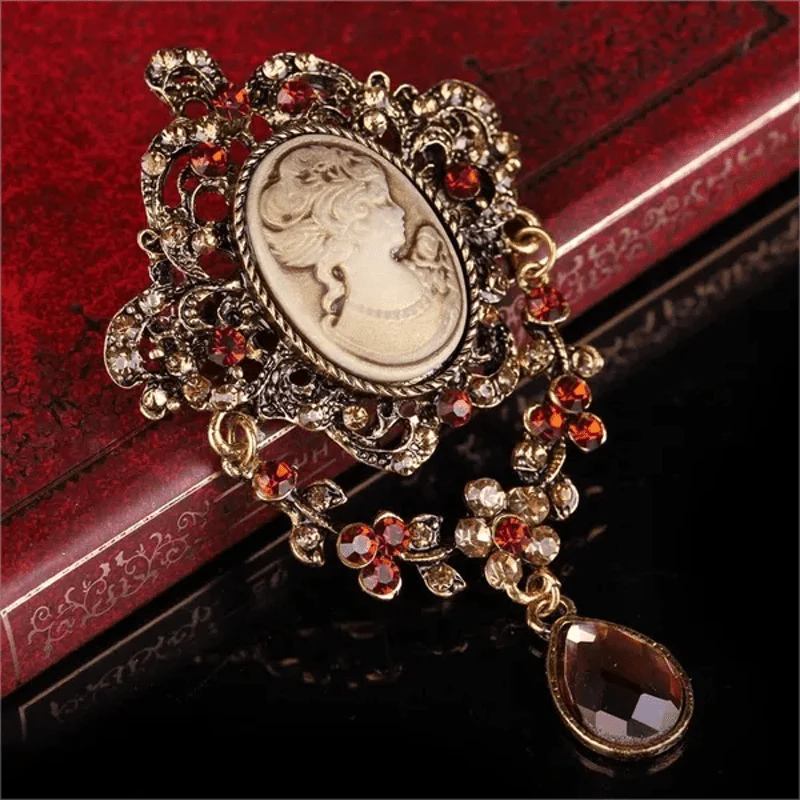 Women's Maiden Cameo Teardrop Brooch - Image 2