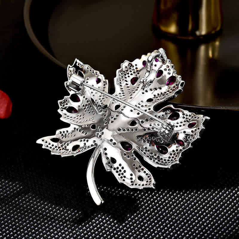 Women's Maple Leaf Pink & White Crystal Brooch - Image 3