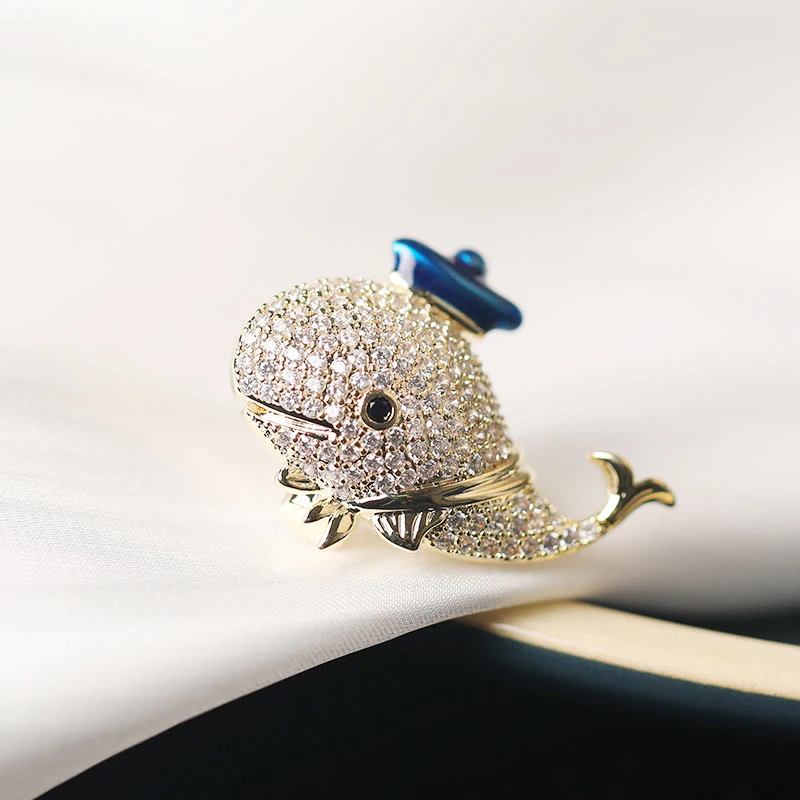Women's Marine Rhinestone Whale Brooch - Image 5