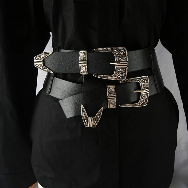 Women's Metal Carved Double Headed Buckle Corset Belt