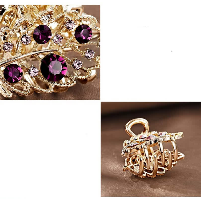 Women's Mini Sparkling Leaves Shape Claw Hair Clip - Image 3
