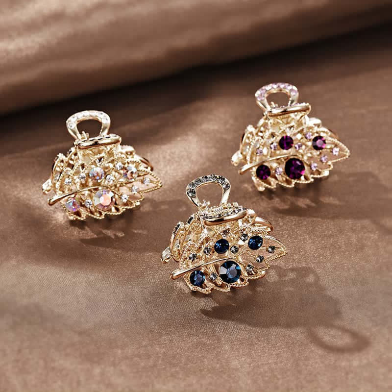 Women's Mini Sparkling Leaves Shape Claw Hair Clip - Image 4