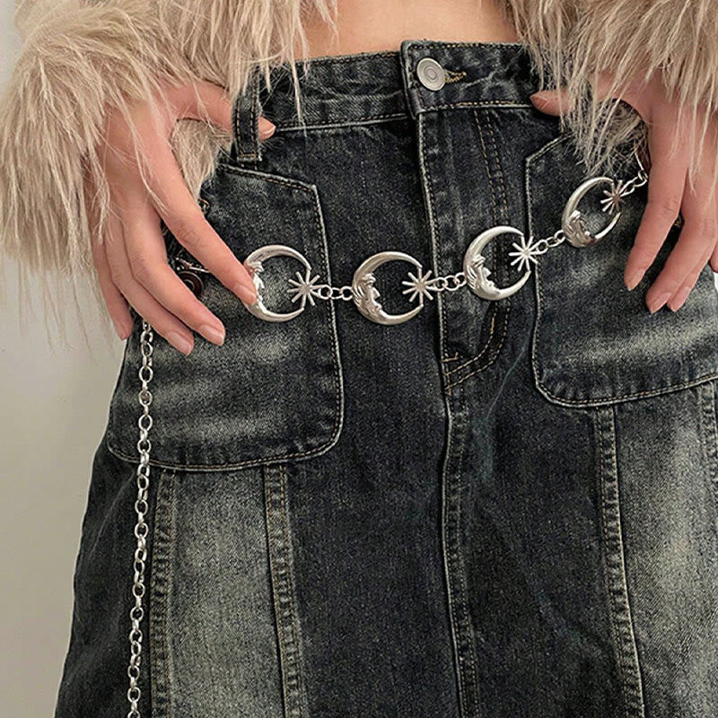 Women's Moon And Star Chain Belt Metal Waist Chain - Image 2