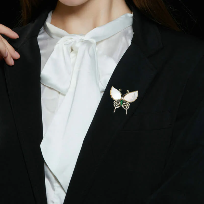 Women's Natural Shell Butterfly Brooch - Image 3