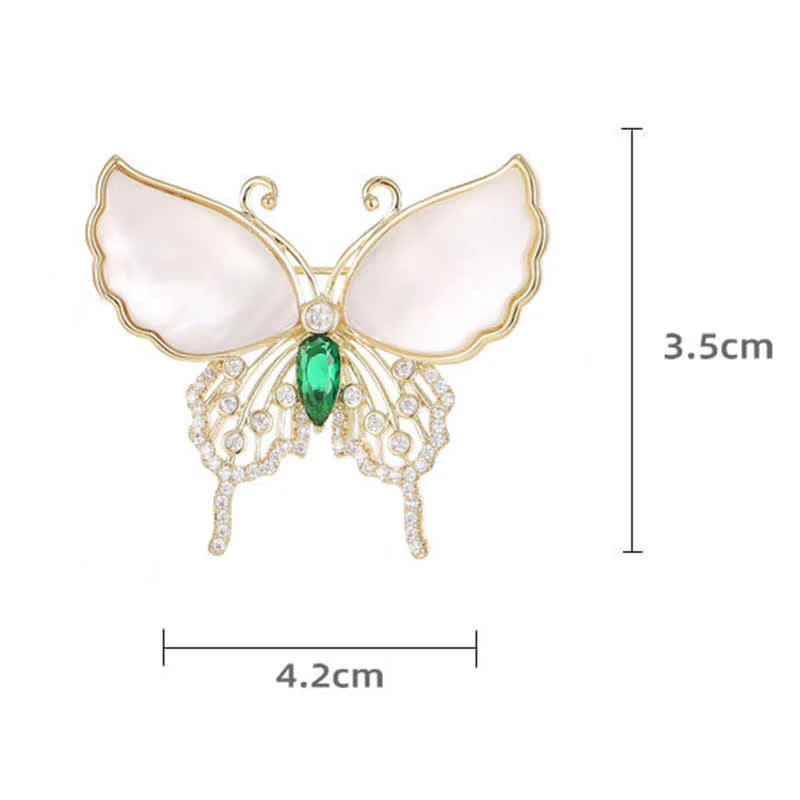 Women's Natural Shell Butterfly Brooch - Image 5