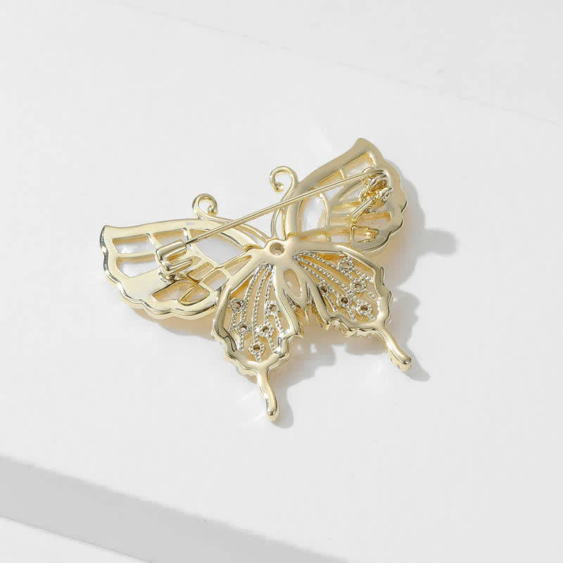 Women's Natural Shell Butterfly Brooch - Image 6