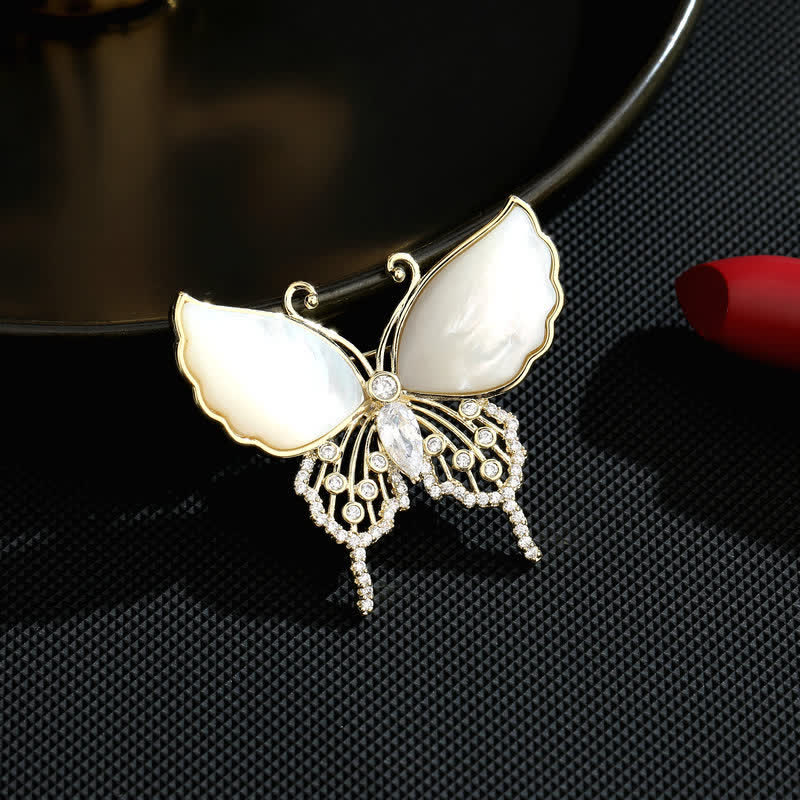 Women's Natural Shell Butterfly Brooch - Image 7
