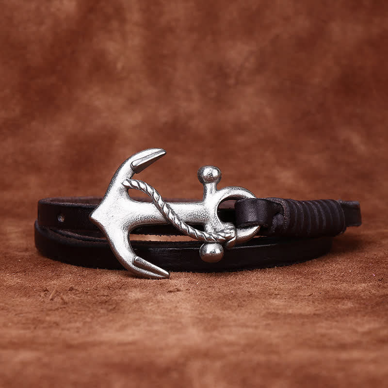 Women's Nautical Anchor Vintage Buckle Narrow Leather Belt - Image 10
