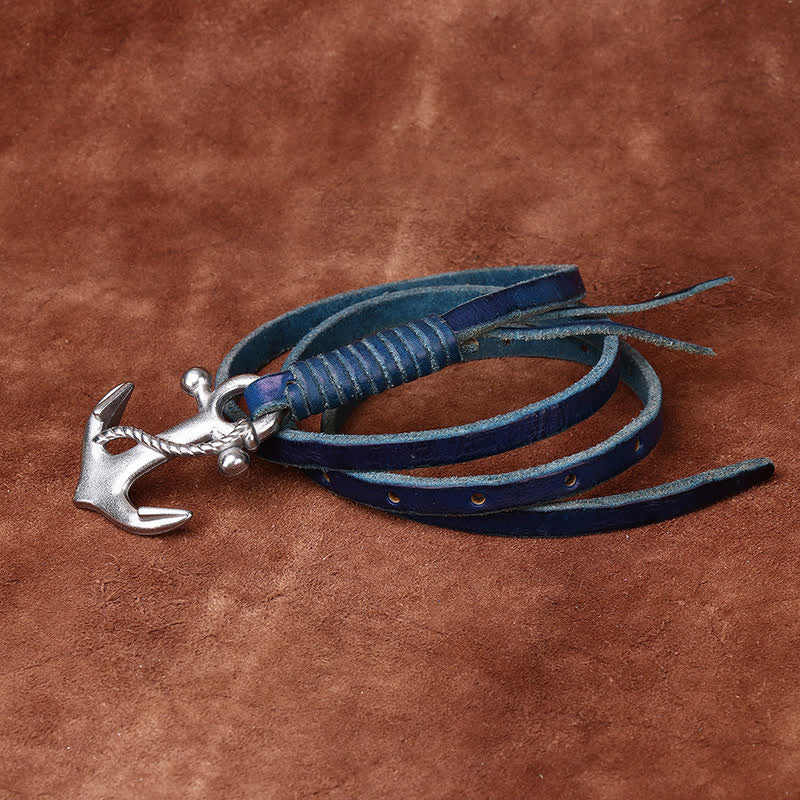 Women's Nautical Anchor Vintage Buckle Narrow Leather Belt - Image 18
