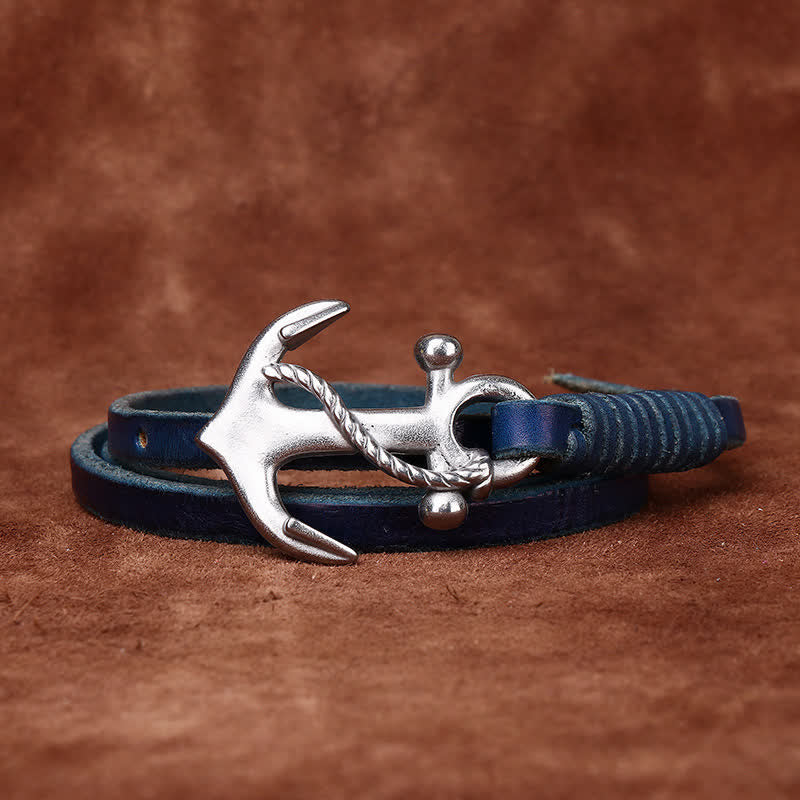 Women's Nautical Anchor Vintage Buckle Narrow Leather Belt - Image 19