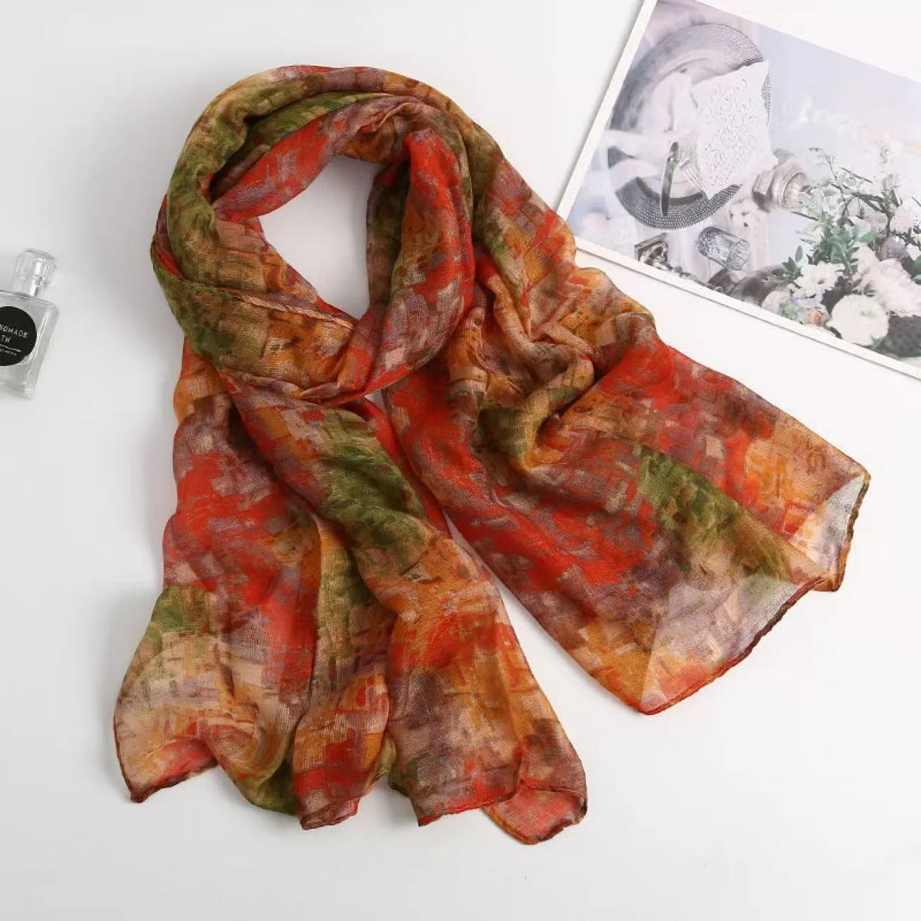 Women's Oil Painting Dyeing Summer Sunscreen Scarf - Image 2