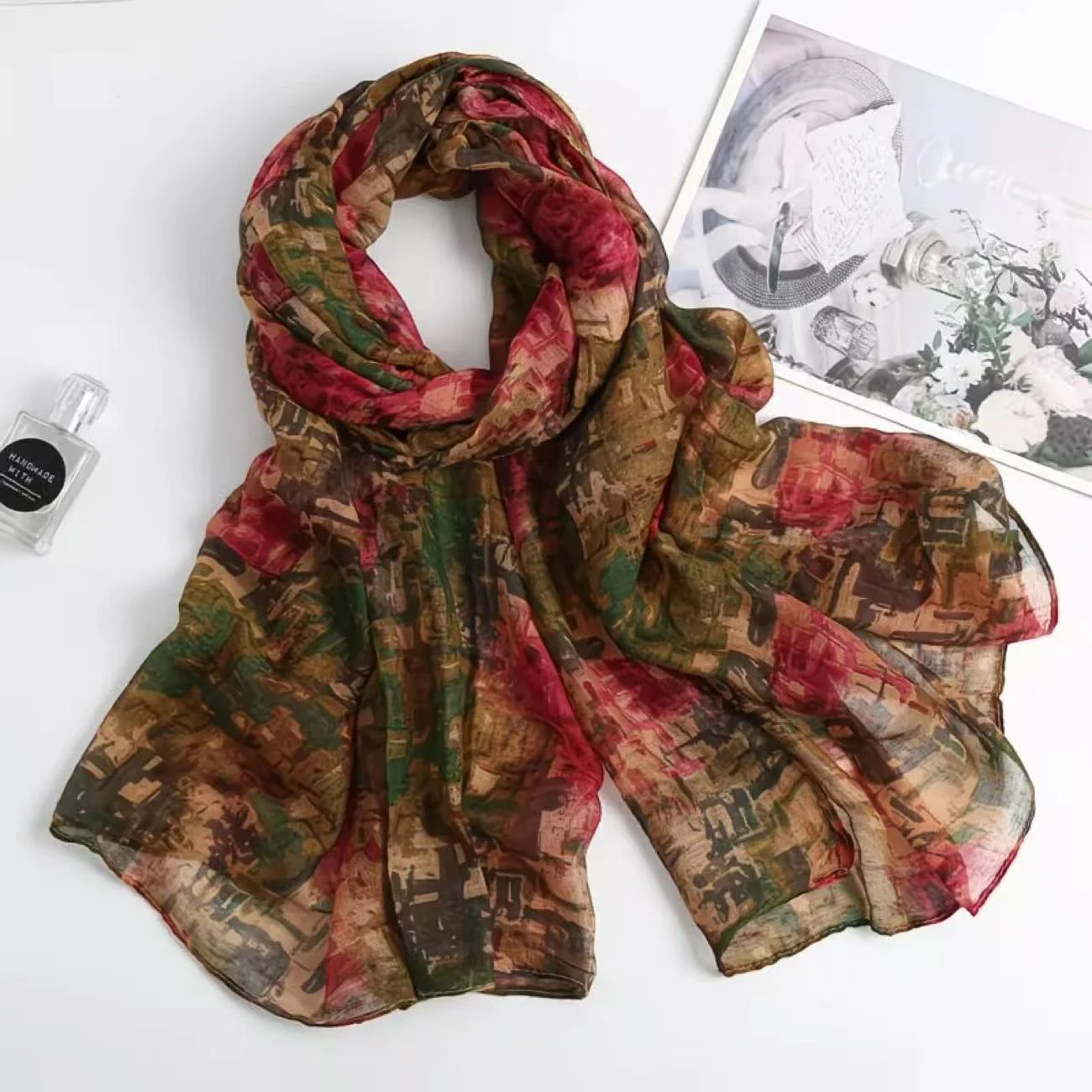 Women's Oil Painting Dyeing Summer Sunscreen Scarf - Image 3