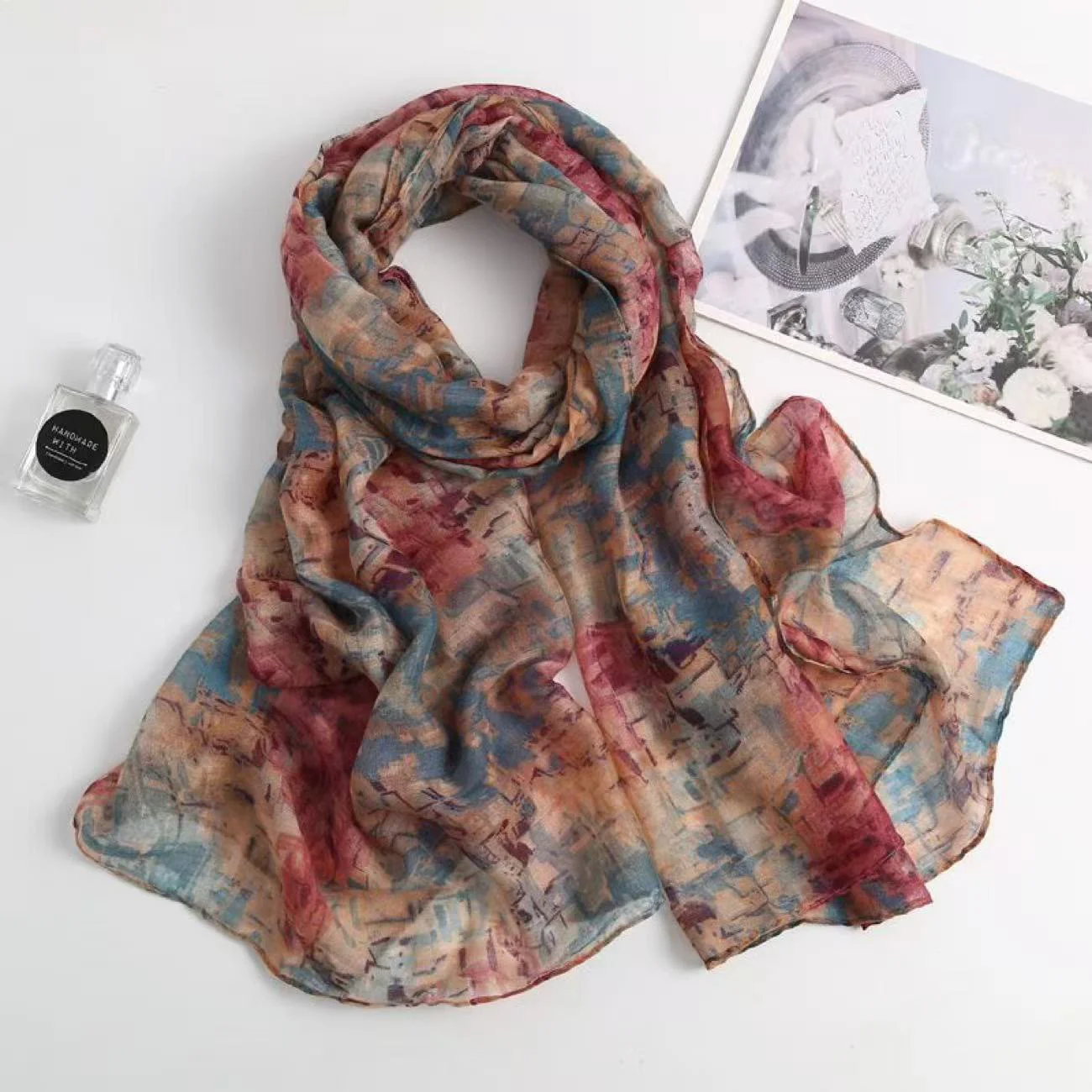 Women's Oil Painting Dyeing Summer Sunscreen Scarf - Image 6