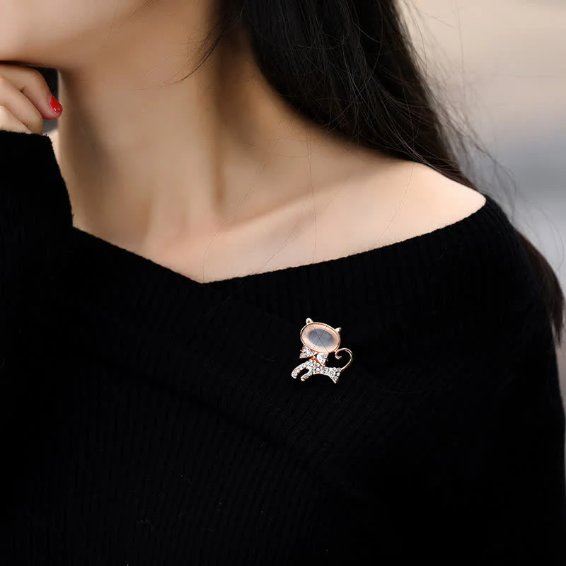 Women's Opal Kitty With Bowtie Brooch - Image 2
