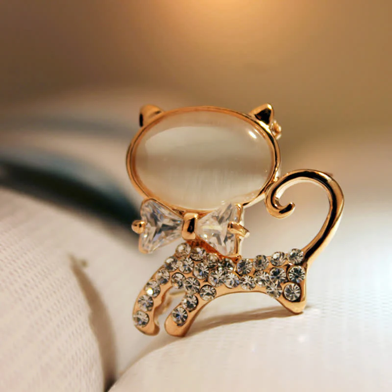 Women's Opal Kitty With Bowtie Brooch - Image 4