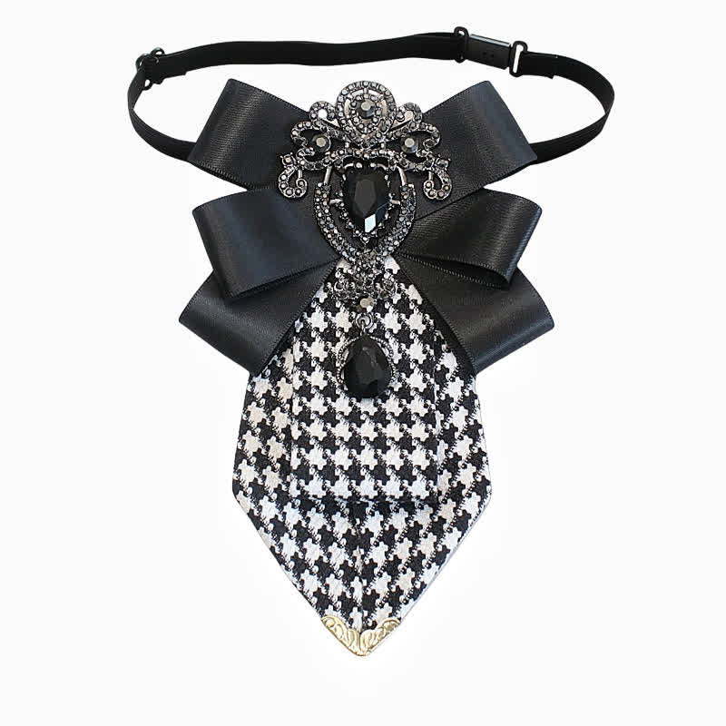 Women's Ornate Crystal & Houndstooth Pattern Necktie - Image 2