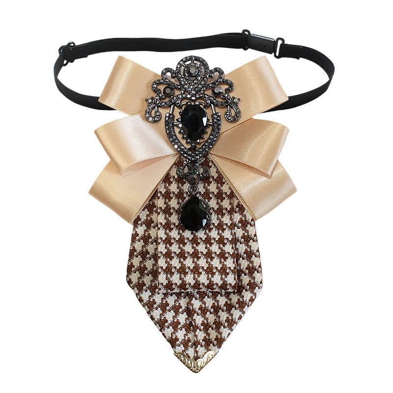 Women's Ornate Crystal & Houndstooth Pattern Necktie - Image 4