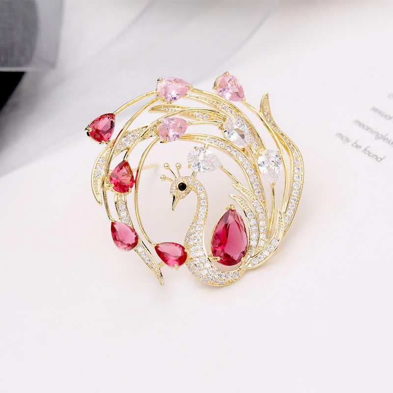 Women's Ornate Peacock Phoenix Brooch - Image 5