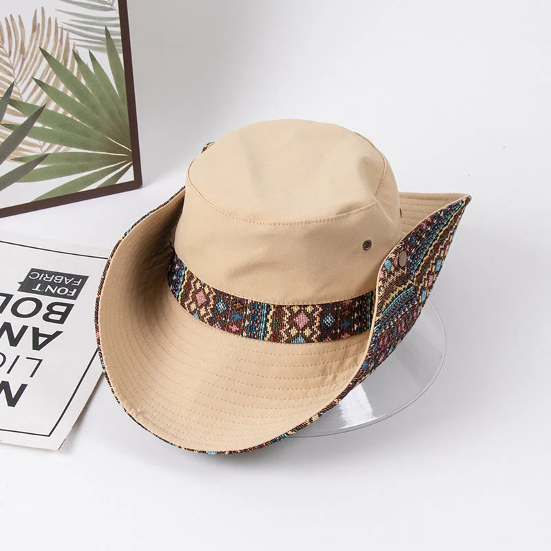 Women's Outdoor Sunshade Fisherman Hat With Metal Button
