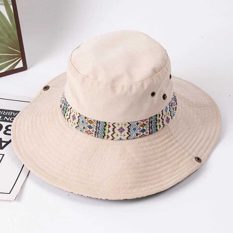 Women's Outdoor Sunshade Fisherman Hat With Metal Button - Image 4